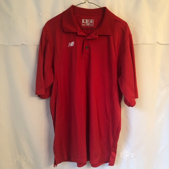New Balance Shirts New Balance Mens Large Red Polo 0 Polyester Does Not Shrink Dries Fast